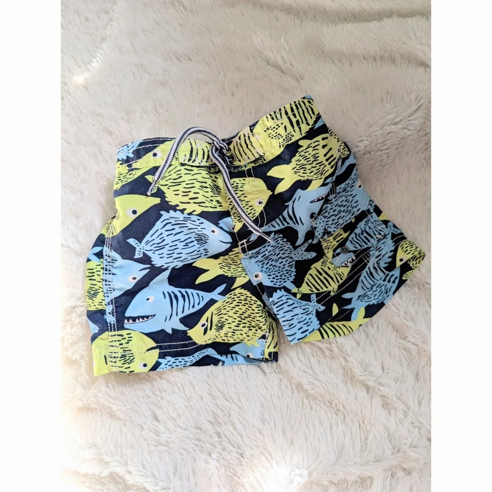 Carter's Fish Ocean Print Swim Shorts Trunks Swimsuit Toddler Size 24 Months